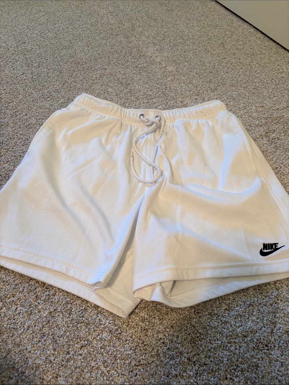 Nike White Mesh Drawstring shirts 5”